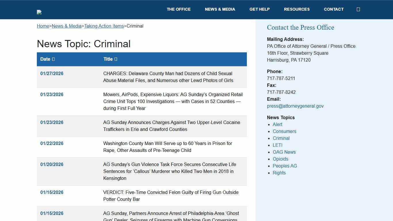 Criminal – PA Office of Attorney General